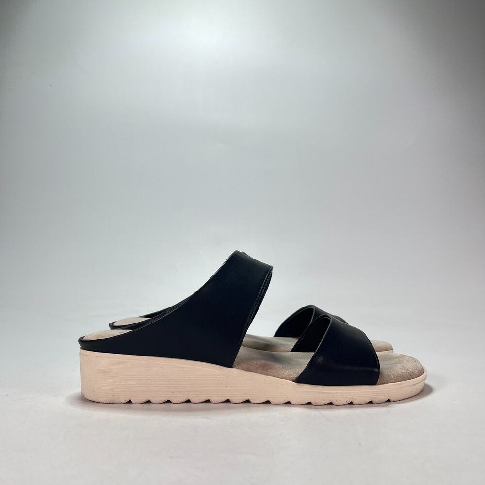 Kensie Endy Comfort Black Casual Double Band Straps Slide Sandals Womens Size 7M